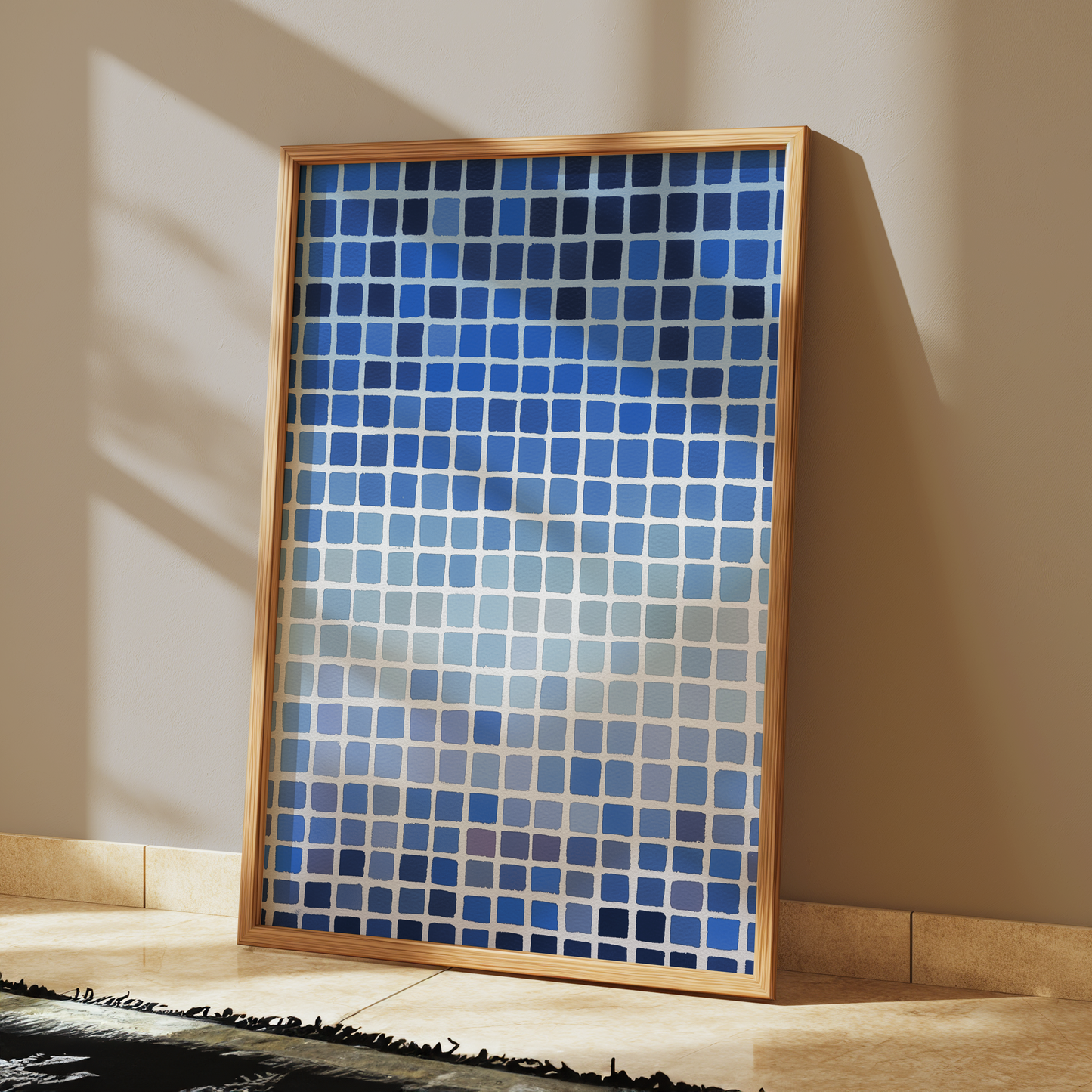 blue mosaic - gradient abstract print