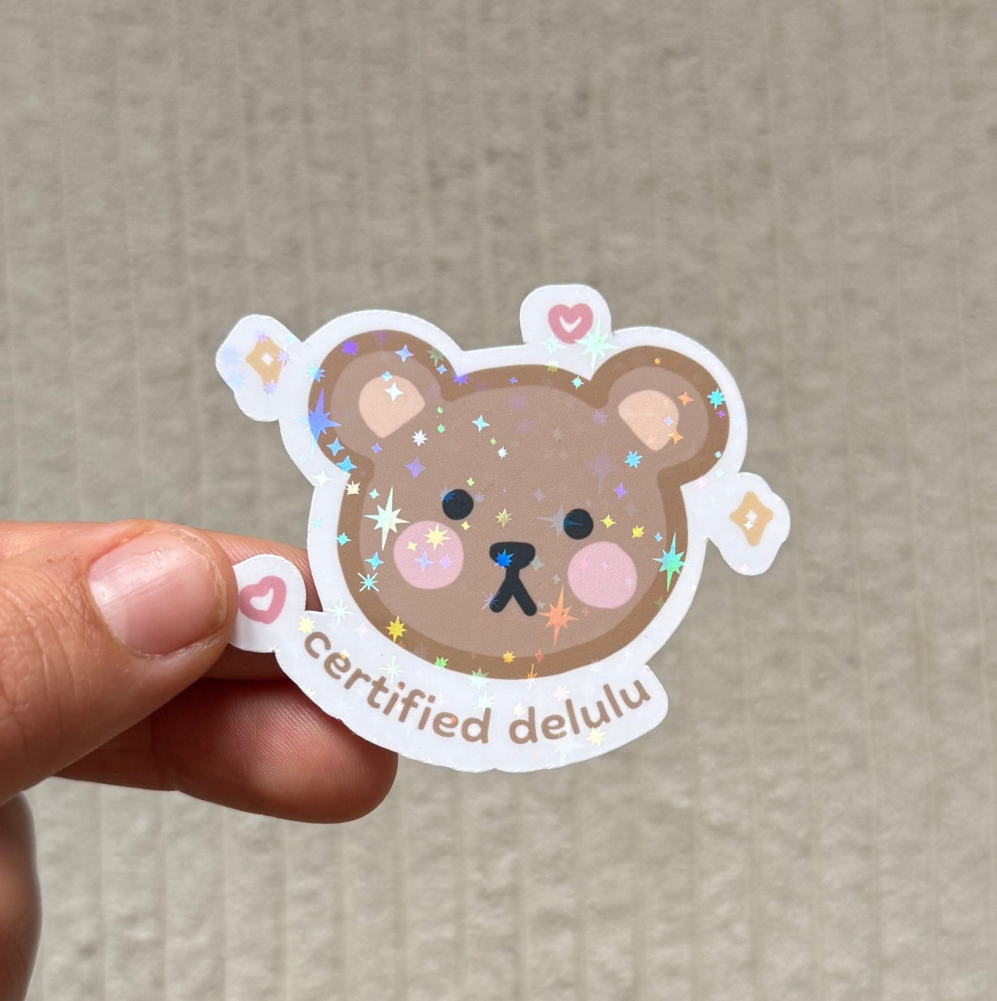 certified delulu cute bear sticker