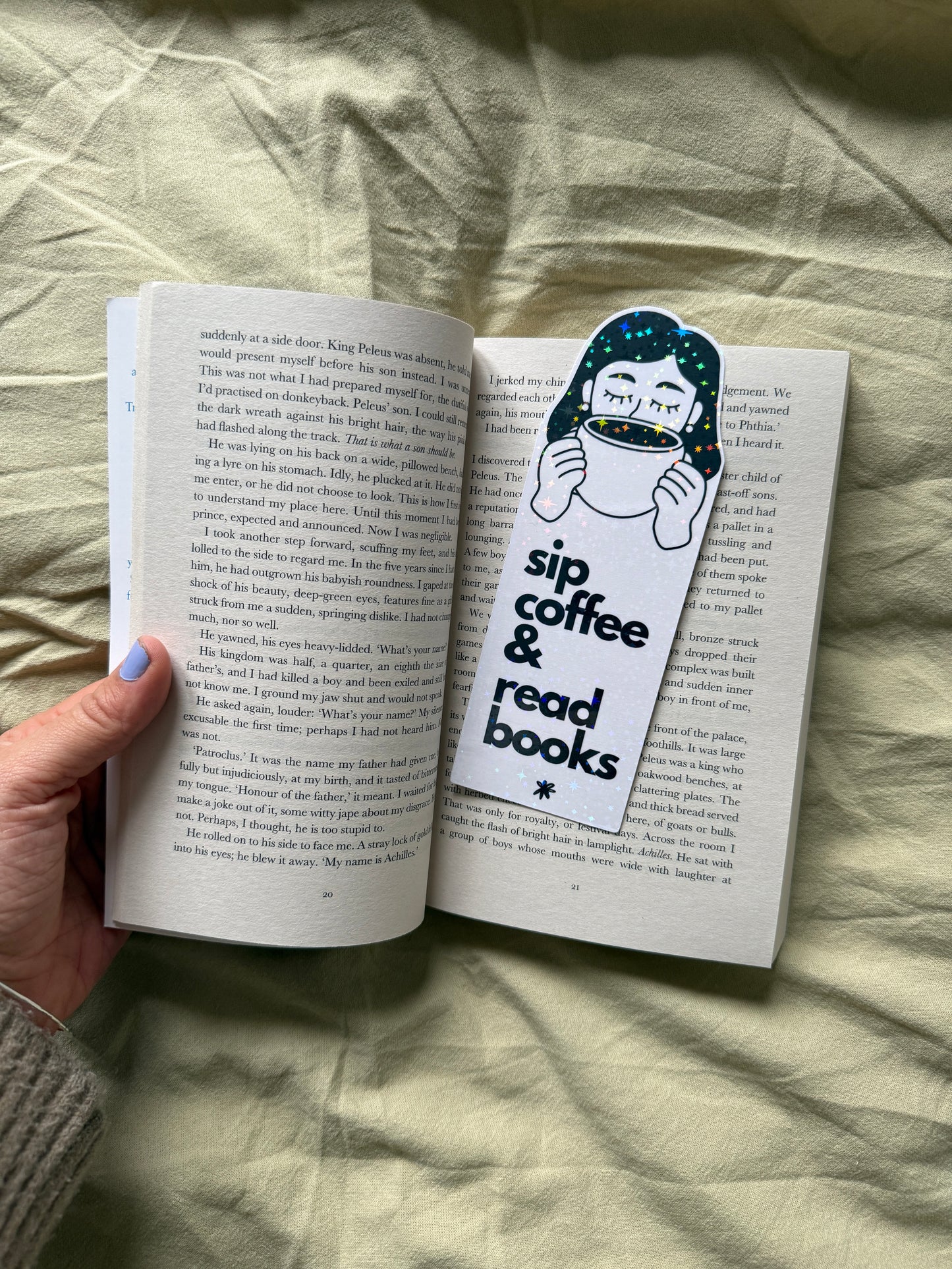 sip coffee & read books bookmark – cute coffee lover gift for readers