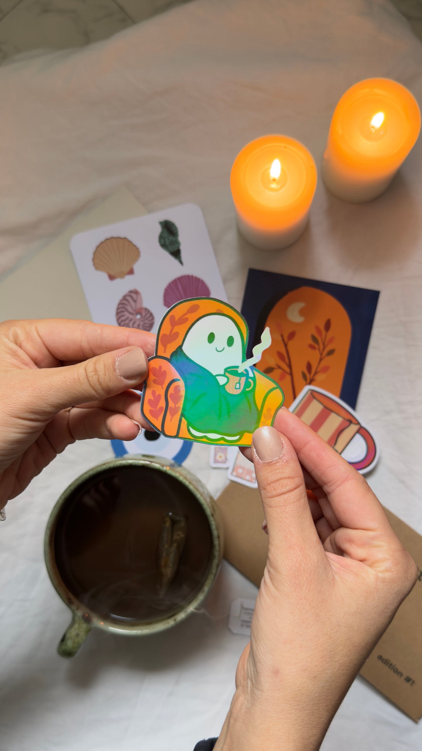 cozy little ghost sticker (big size) - the post club ✰ by klari edition #1