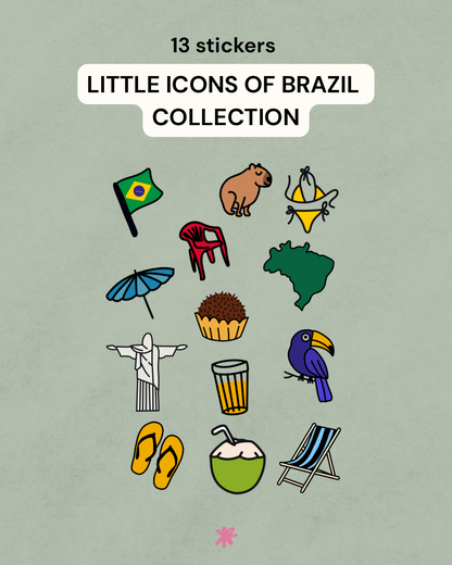 little icons of Brazil sticker pack - 13 pcs