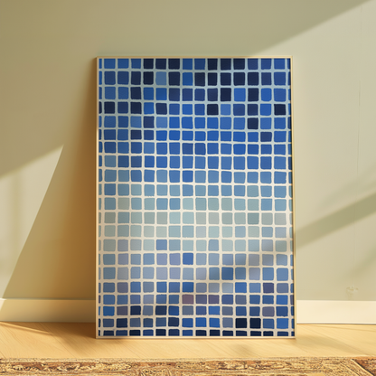blue mosaic - gradient abstract print