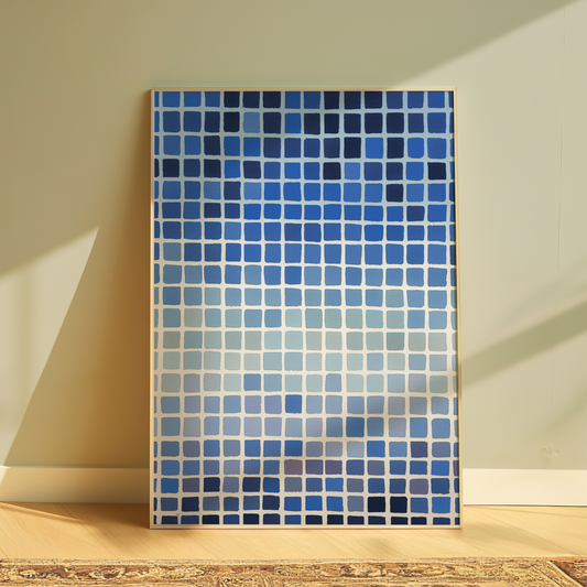 blue mosaic - gradient abstract print
