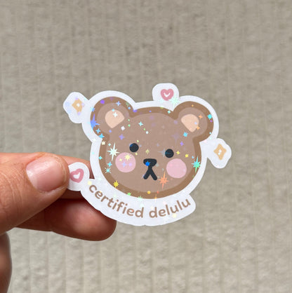 certified delulu cute bear sticker