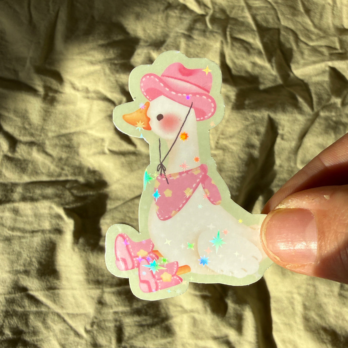 pink cowboy goose cute sticker