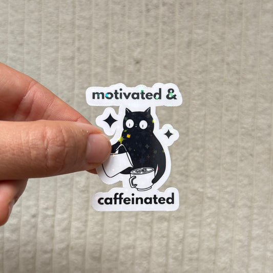 motivated & caffeinated sticker