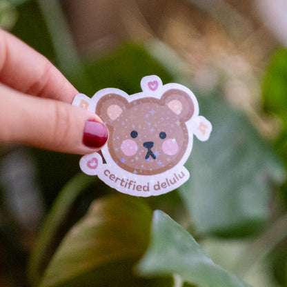 certified delulu cute bear sticker