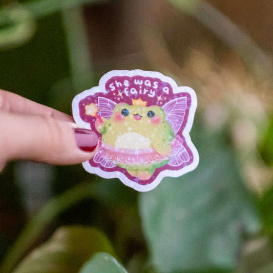 she was a fairy cute frog sticker