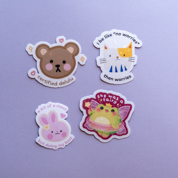 relatable cute animals sticker pack - 4 stickers