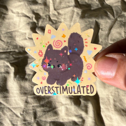 overstimulated cute cat sticker
