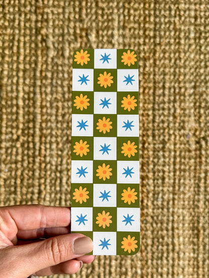 retro holographic flower star bookmark