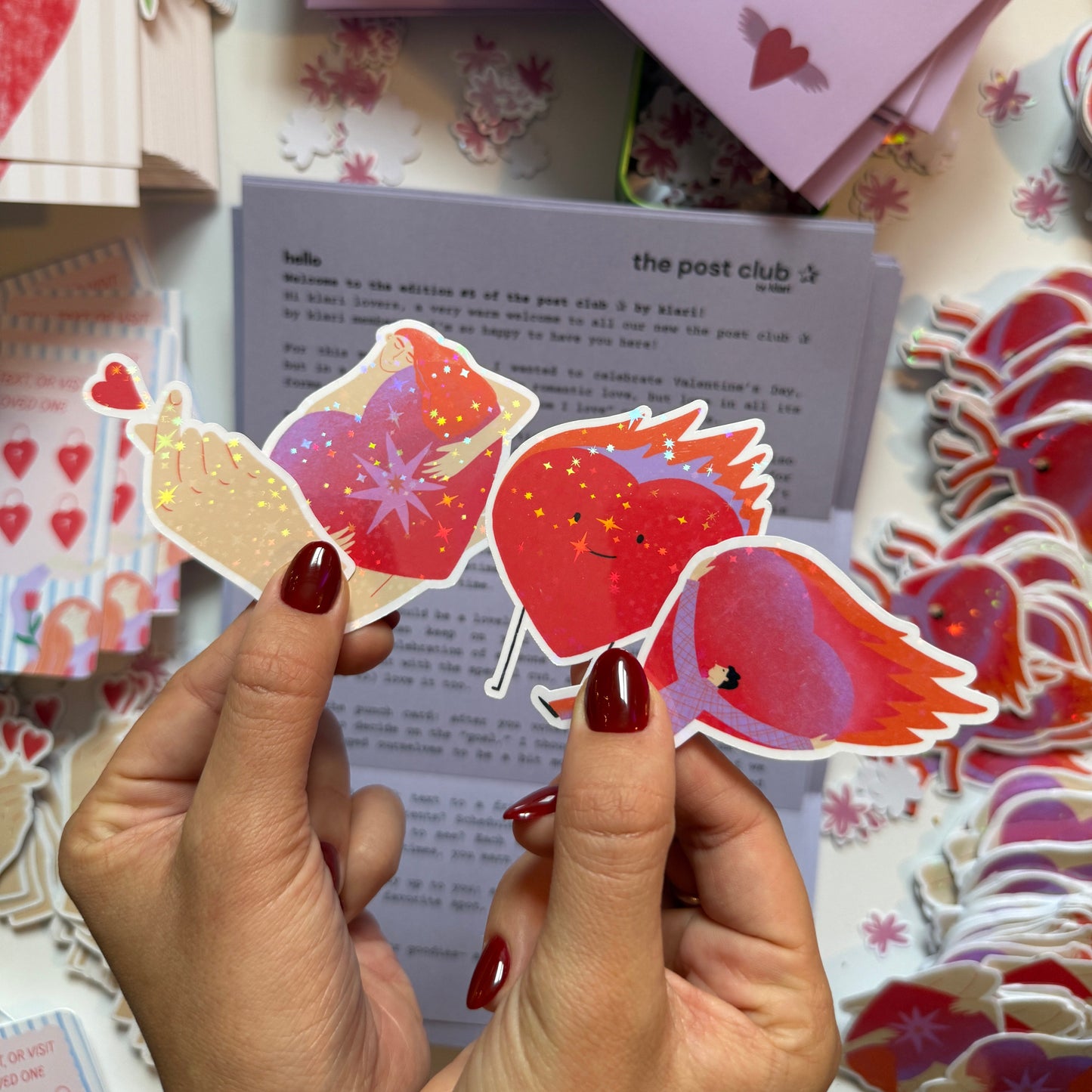 love & heart holographic sticker pack - the post club ✰ by klari edition #5