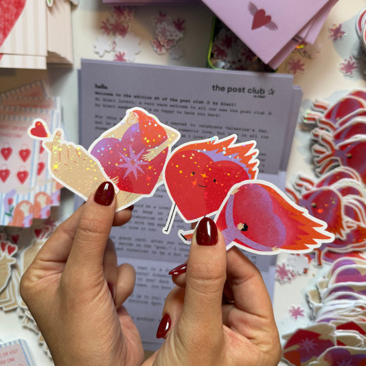 love & heart holographic sticker pack - the post club ✰ by klari edition #5