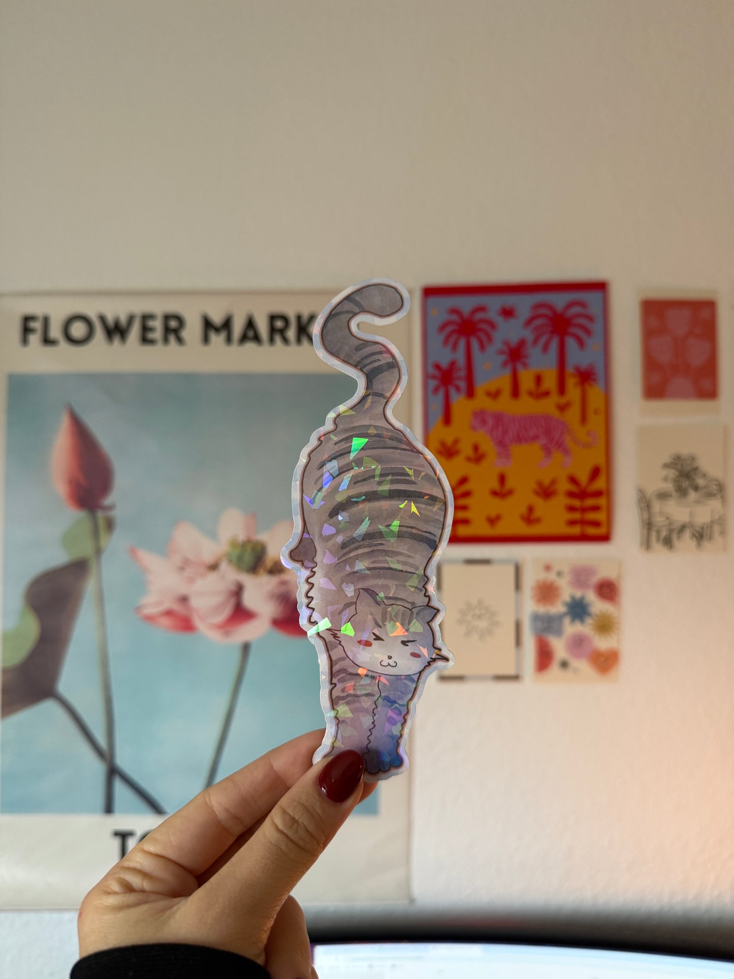 cute stretching cat bookmark - version 1