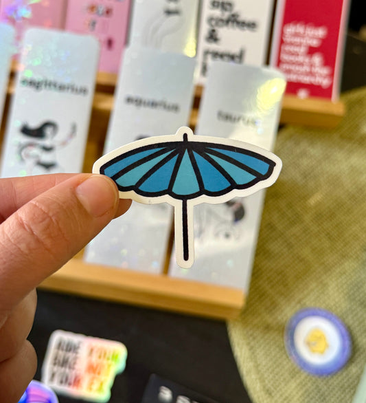 blue sun umbrella sticker - little icons of Brazil collection