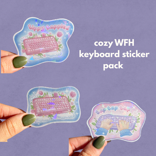 cozy WFH keyboard sticker pack