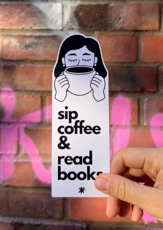 sip coffee & read books bookmark  – cute coffee lover gift for readers