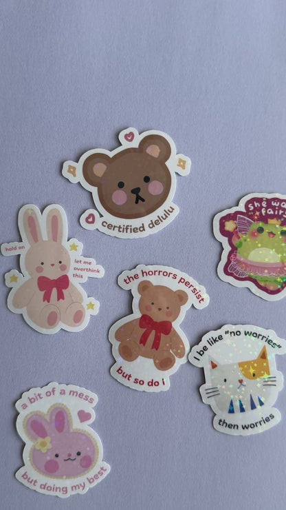 relatable cute animals sticker pack - 6 stickers