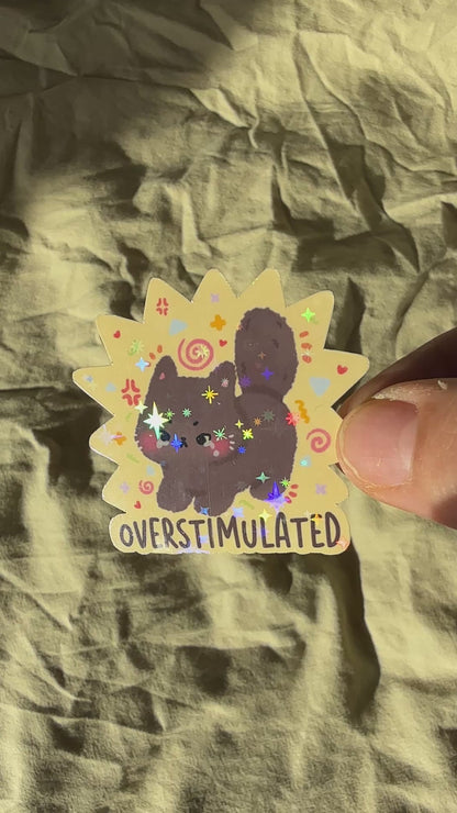 overstimulated cute cat sticker