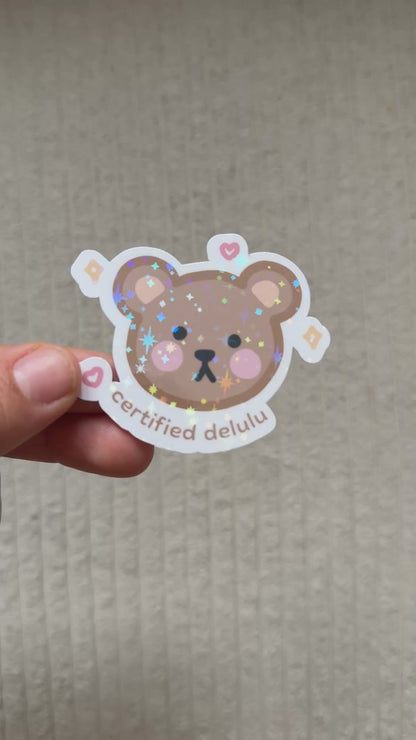 certified delulu cute bear sticker
