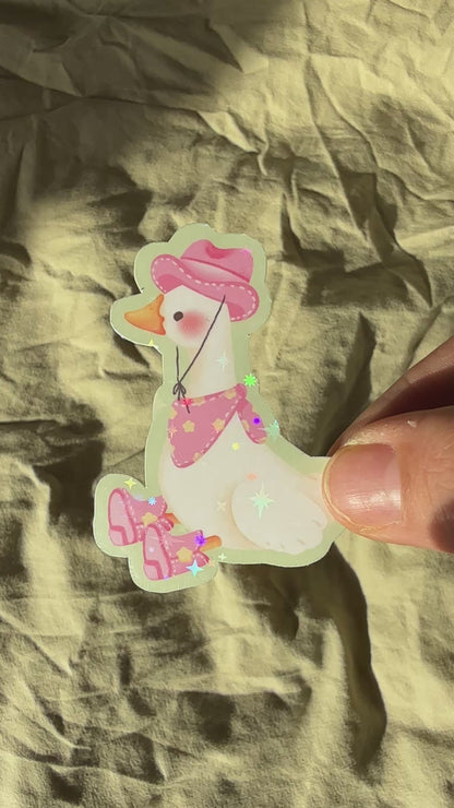 pink cowboy goose cute sticker
