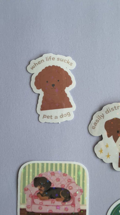dog lover cute holographic sticker pack